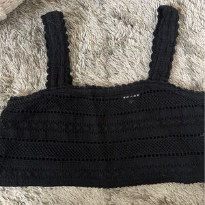 aerie Black Crochet Sweater Tank